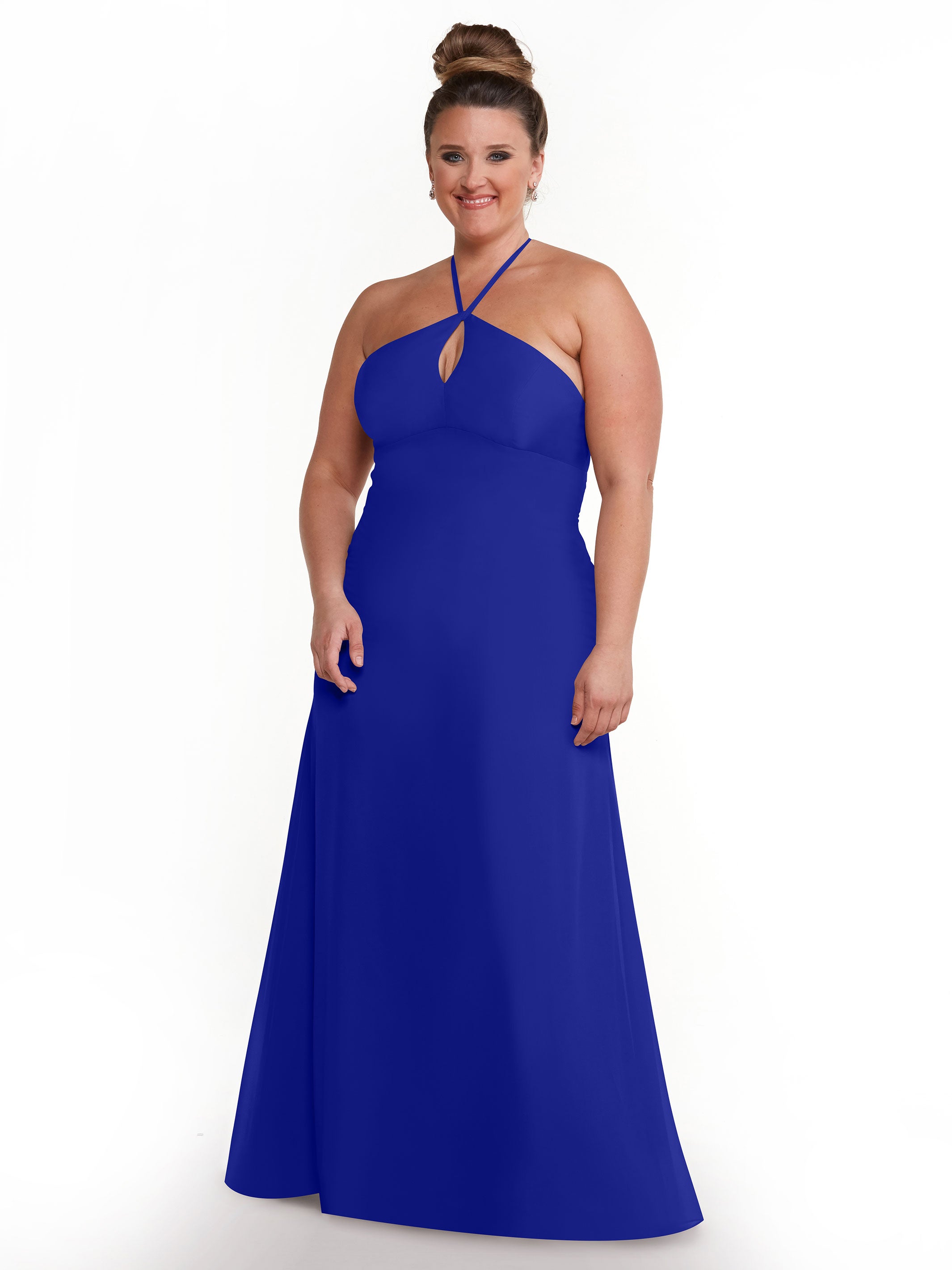 Elegant A-Line Chiffon Bridesmaid Dress with Keyhole Halter Neckline - Perfect for Weddings, Formal Events & Special Occasions