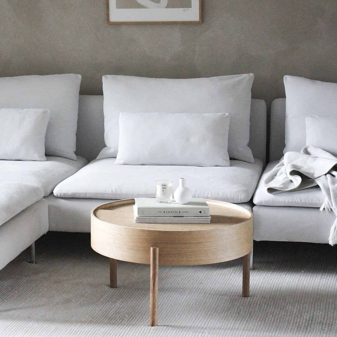 Modern Arc Coffee Table - Mid Century Design Glass Top Living Room Furniture for Small Spaces - Perfect for Apartments, Lounges & Home Decor