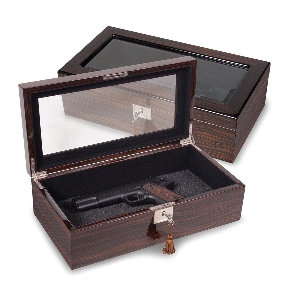 Premium Ebony Wood Veneer Locking Box with High Gloss Finish - Secure Storage for Jewelry, Documents & Valuables - Perfect for Home, Office & Travel Use