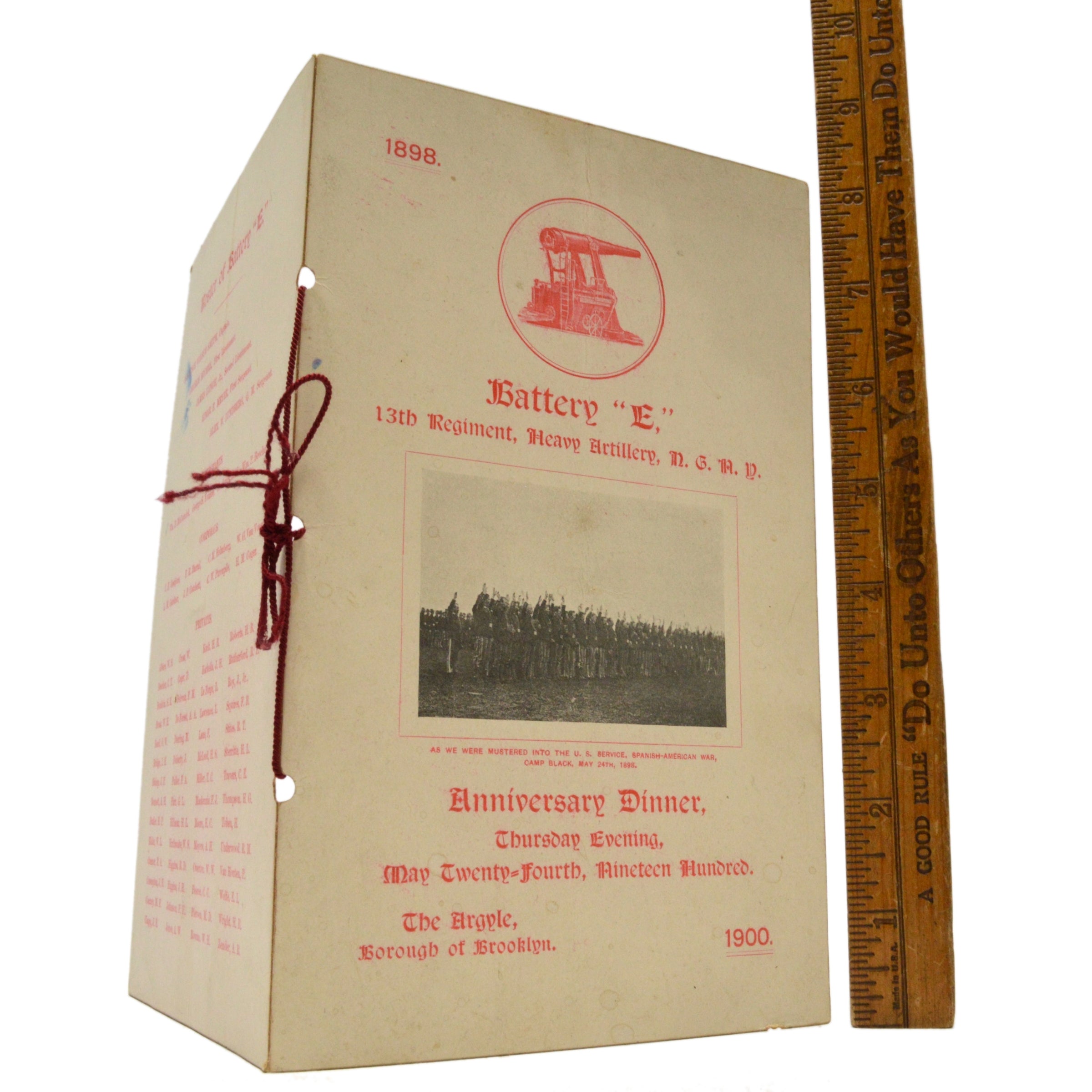 Vintage Military Anniversary Dinner Invitation - 1900 Battery 'E' Heavy Artillery Collectible - Perfect for Historical Displays, Military Memorabilia Collections & Themed Events