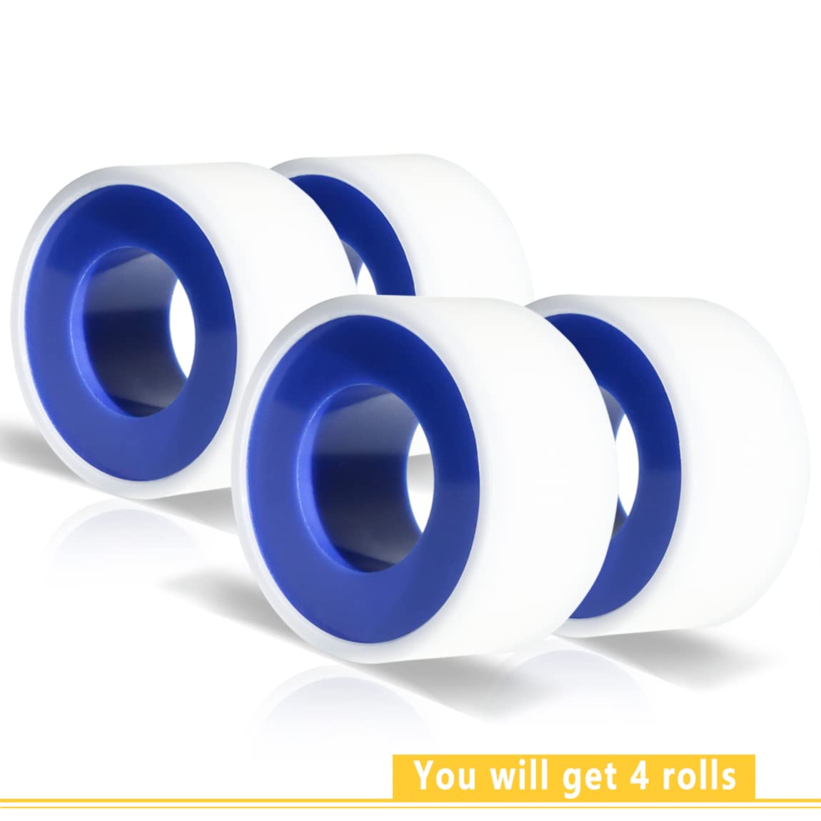 4 Rolls 3/4 Inch x 520 Inch PTFE Teflon Tape - High Temperature Resistant Plumbing Thread Seal Tape for Pipe Fittings, Shower Head, Leak Repair - Perfect for DIY Home Plumbing & Water Pipe Connections