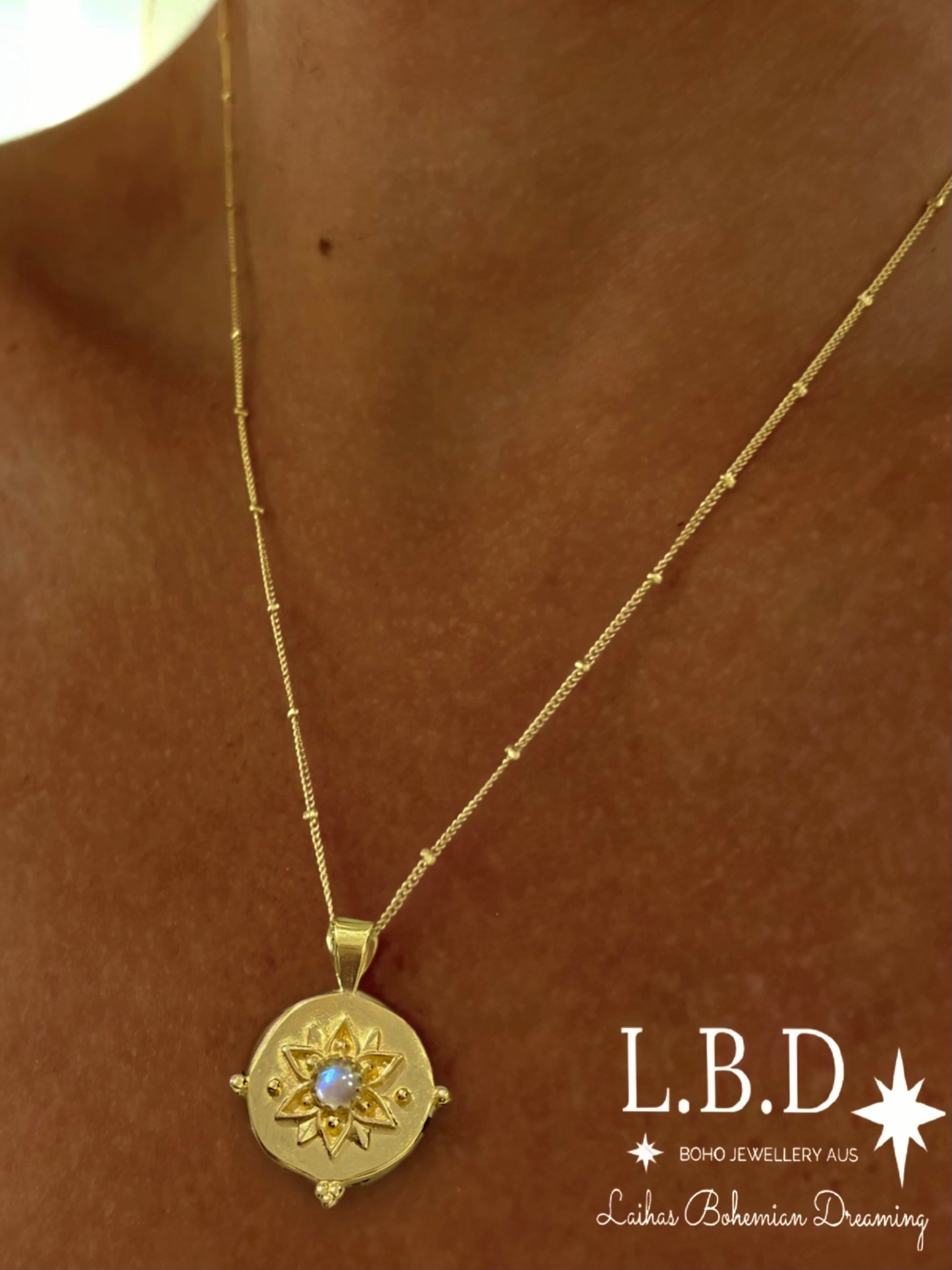 Vera May Gold Boho Necklace with Moonstone - Elegant Bohemian Jewelry for Women - Perfect for Festivals, Weddings & Everyday Wear