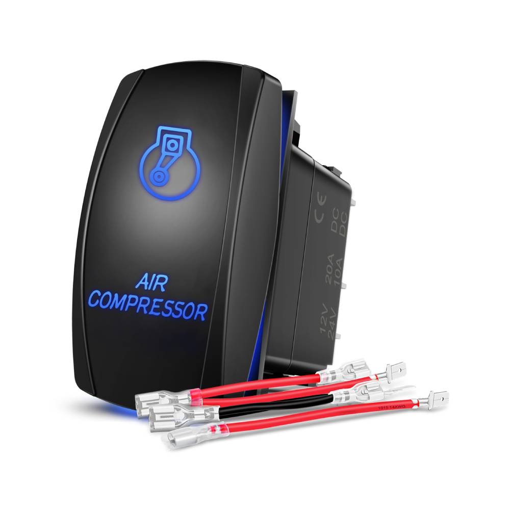 5Pin SPST Laser On/Off Rocker Switch for Air Compressor - Blue LED Light | Perfect for Industrial Equipment, Automotive Applications & DIY Projects