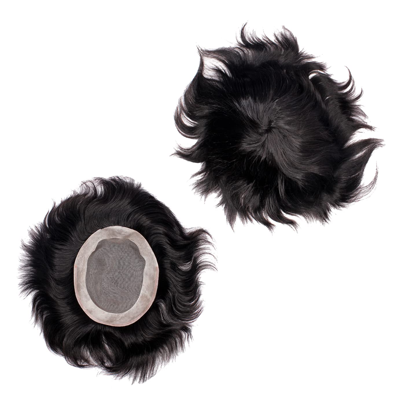 Majik USA Monofilament Hair Patch for Men - Natural Black 8X6 Toupee with Hair Brush, 4 Clips & 1 Tape | Realistic Hair Replacement System for Thinning Hair | Perfect for Daily Wear, Special Occasions & Confidence Boosting
