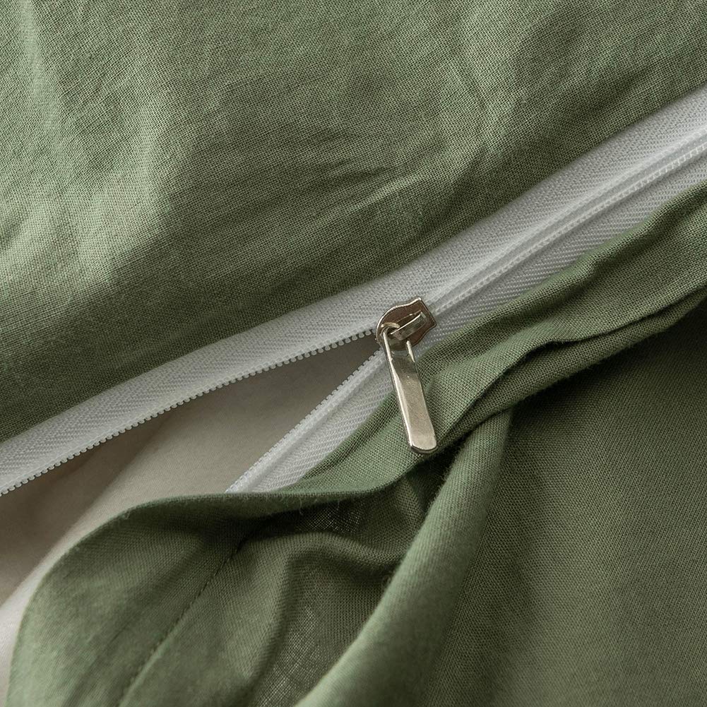 Premium Sage Green Washed Cotton Duvet Cover Set Twin Size - 2 Piece Soft & Durable Bedding with Hidden Zipper & Corner Ties | Comforter Cover + Pillowcase | Perfect for Guest Rooms, Dorms & Cozy Bedroom Retreats