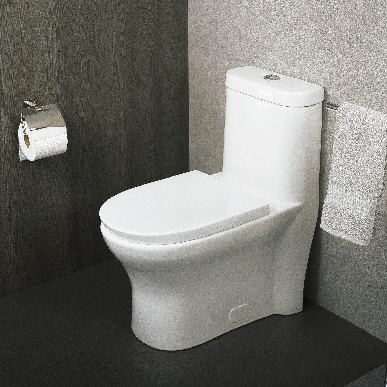 DAX One Piece Oval Toilet with Soft Closing Seat & Dual Flush High Efficiency - White Porcelain Bathroom Toilet, 29.5