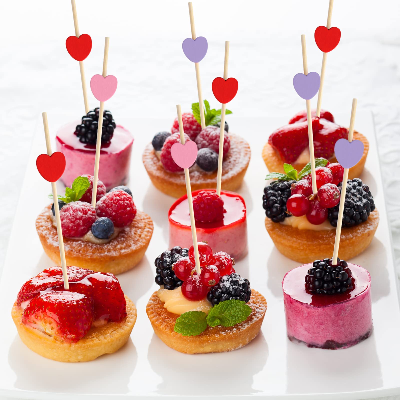 ELECLAND 300-Pack Wooden Heart Cocktail Picks - 4.7 Inch Valentine's Day Appetizer Forks for Party Decor, Fruit Skewers & Drink Garnishes | Perfect for Weddings, Bridal Showers & Romantic Dinner Decorations
