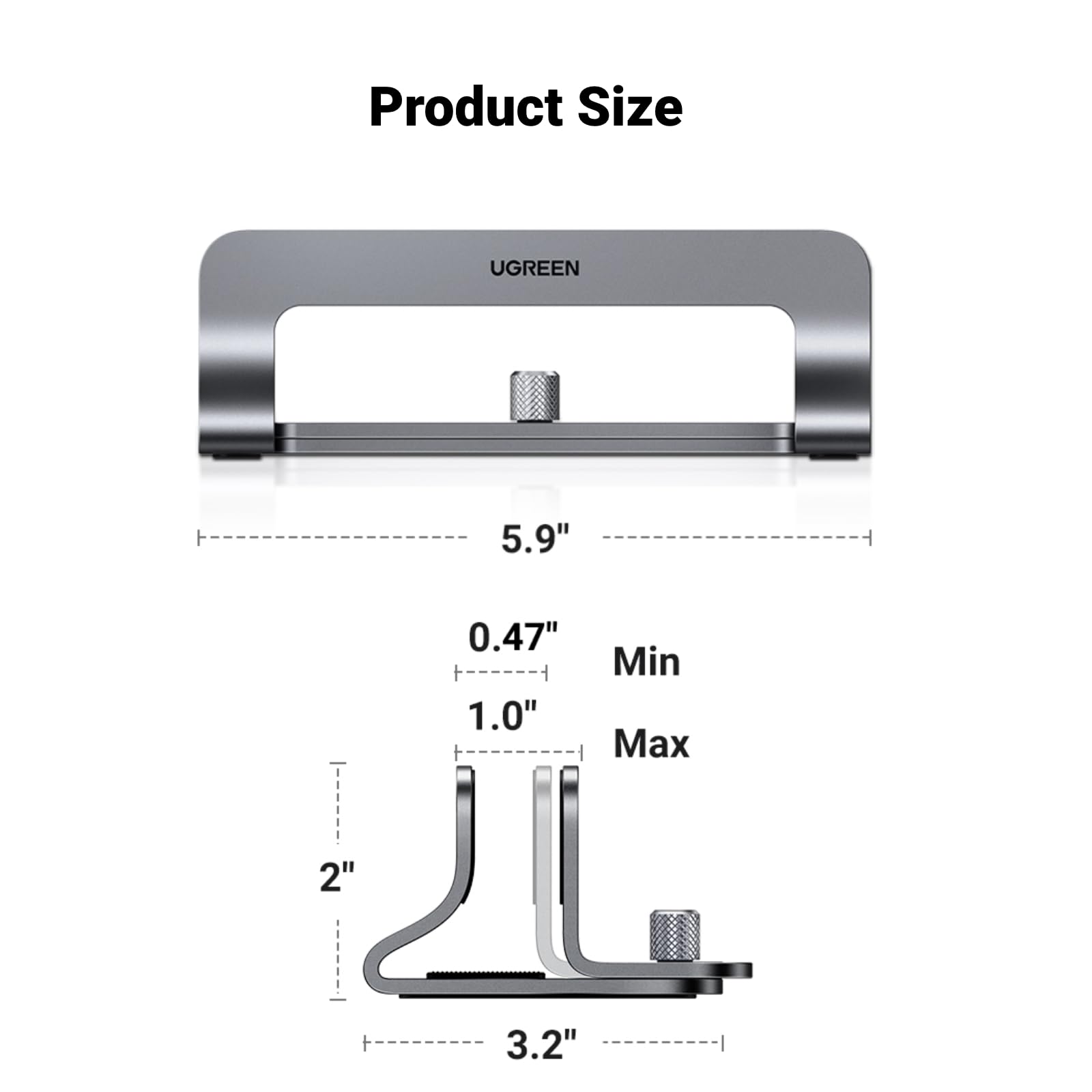 UGREEN Vertical Laptop Stand Holder - Adjustable Aluminum Desktop Organizer for MacBook Pro/Air & 17.3