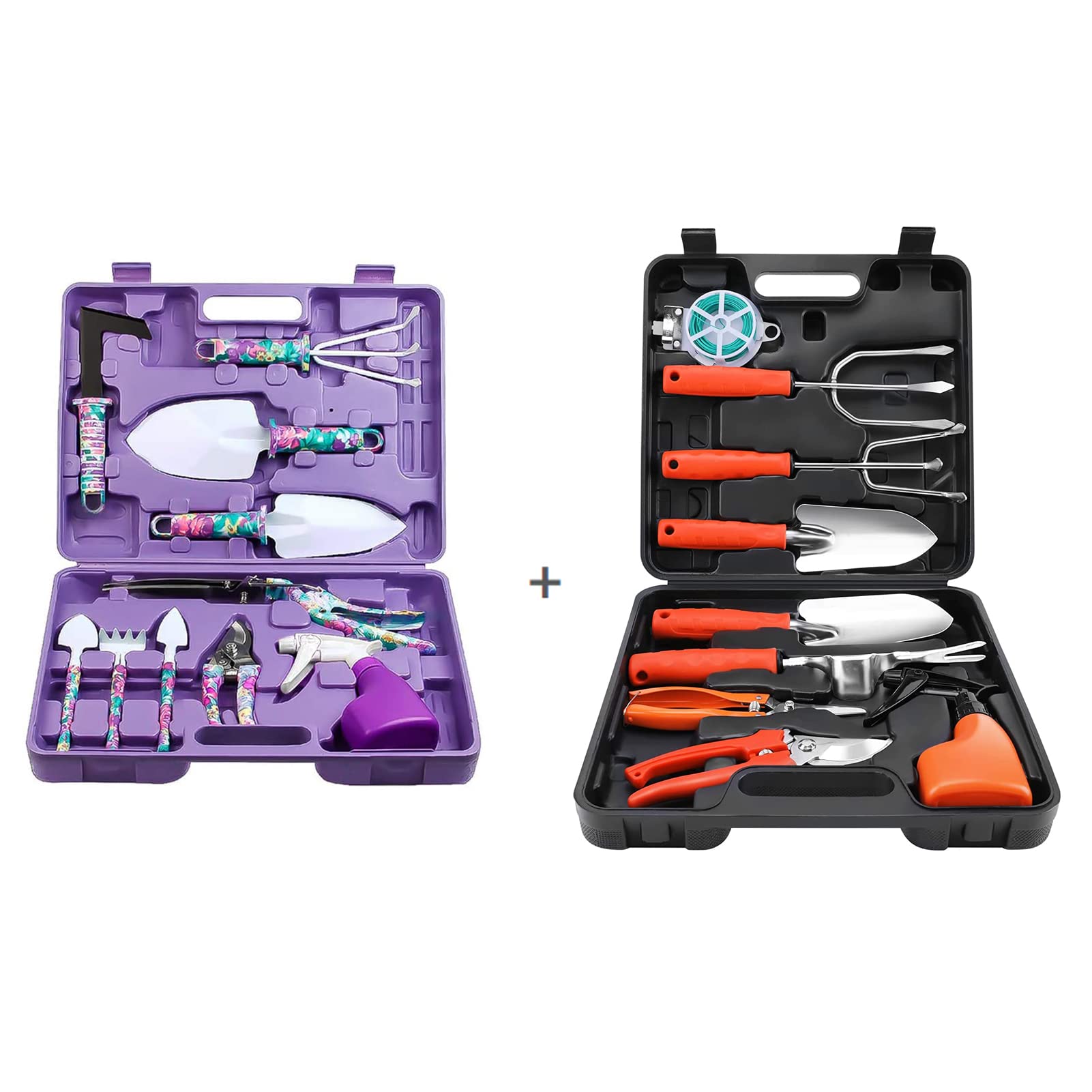 **Jhua Garden Tool Set - 10-Piece Ergonomic Gardening Kit with Rake, Weeder, Pruner, Shears & Sprayer - Durable Hand Tools with Carrying Case - Perfect Gift for Gardeners, Women & Men - Ideal for Planting, Weeding & Lawn Care**