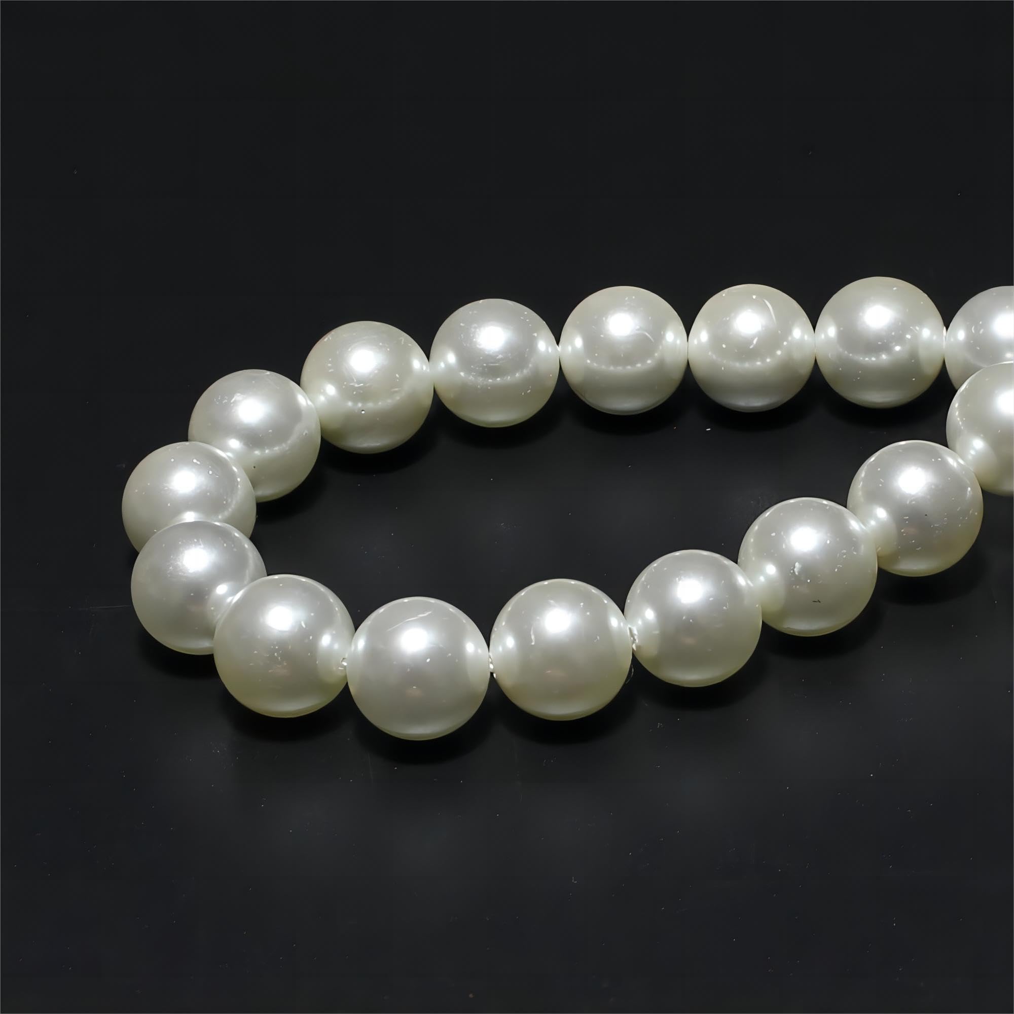 12mm Round Smooth Stone Beads - Electroplated White Natural Shell Loose Beads for Jewelry Making, DIY Bracelets & Necklaces | Perfect for Handmade Jewelry, Craft Projects & Gift Making