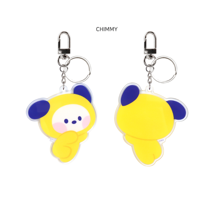 BT21 Big Acrylic Keychain - Cute Minini & Chimmy Character Keyring for Bags, Backpacks & Gifts | K-Pop BTS Merchandise Accessories for Fans