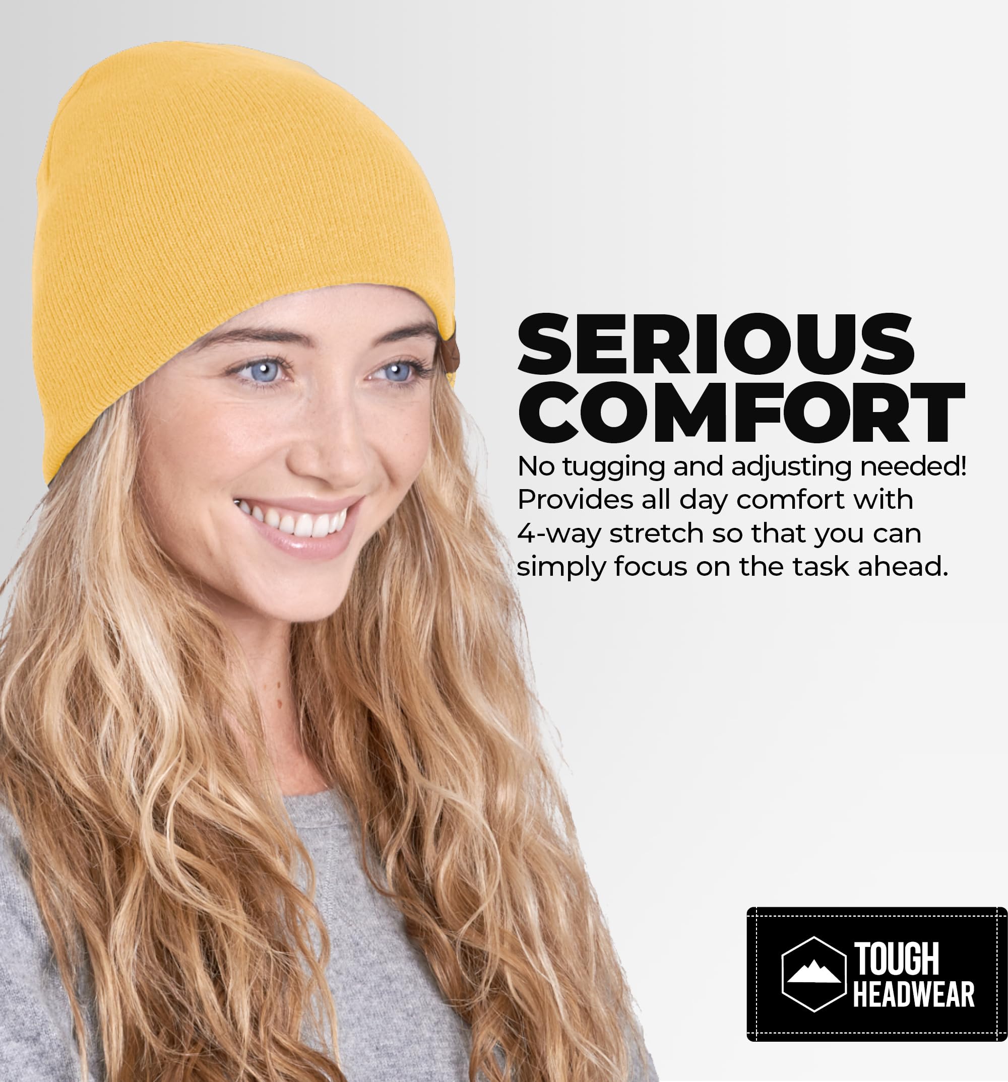 Premium Tough Headwear Knit Beanie - Warm Winter Hats for Men & Women - Soft Stretchy Cold Weather Beanie - Perfect for Skiing, Snowboarding & Outdoor Activities