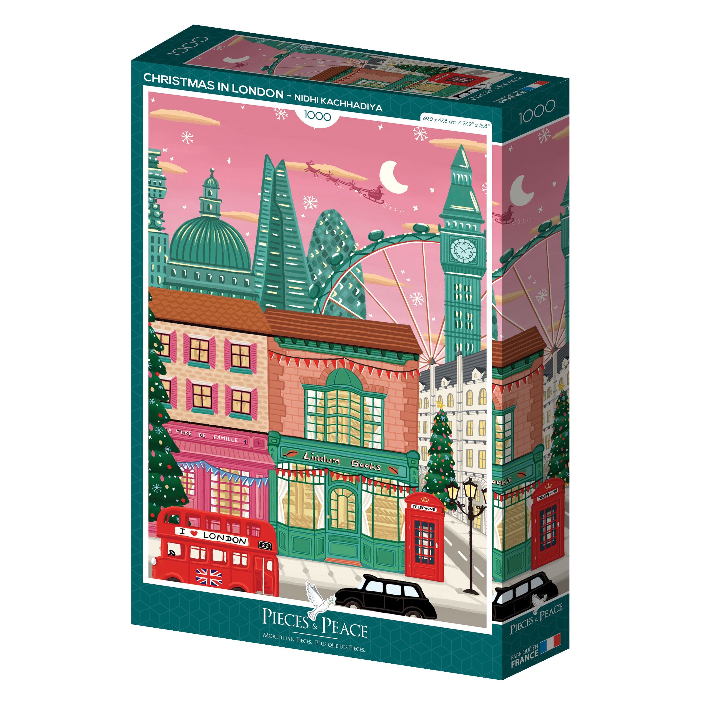 Christmas in London 1000 Piece Jigsaw Puzzle for Adults - Festive Holiday Puzzle Game for Family & Friends (London Landmarks, Winter Scenes)