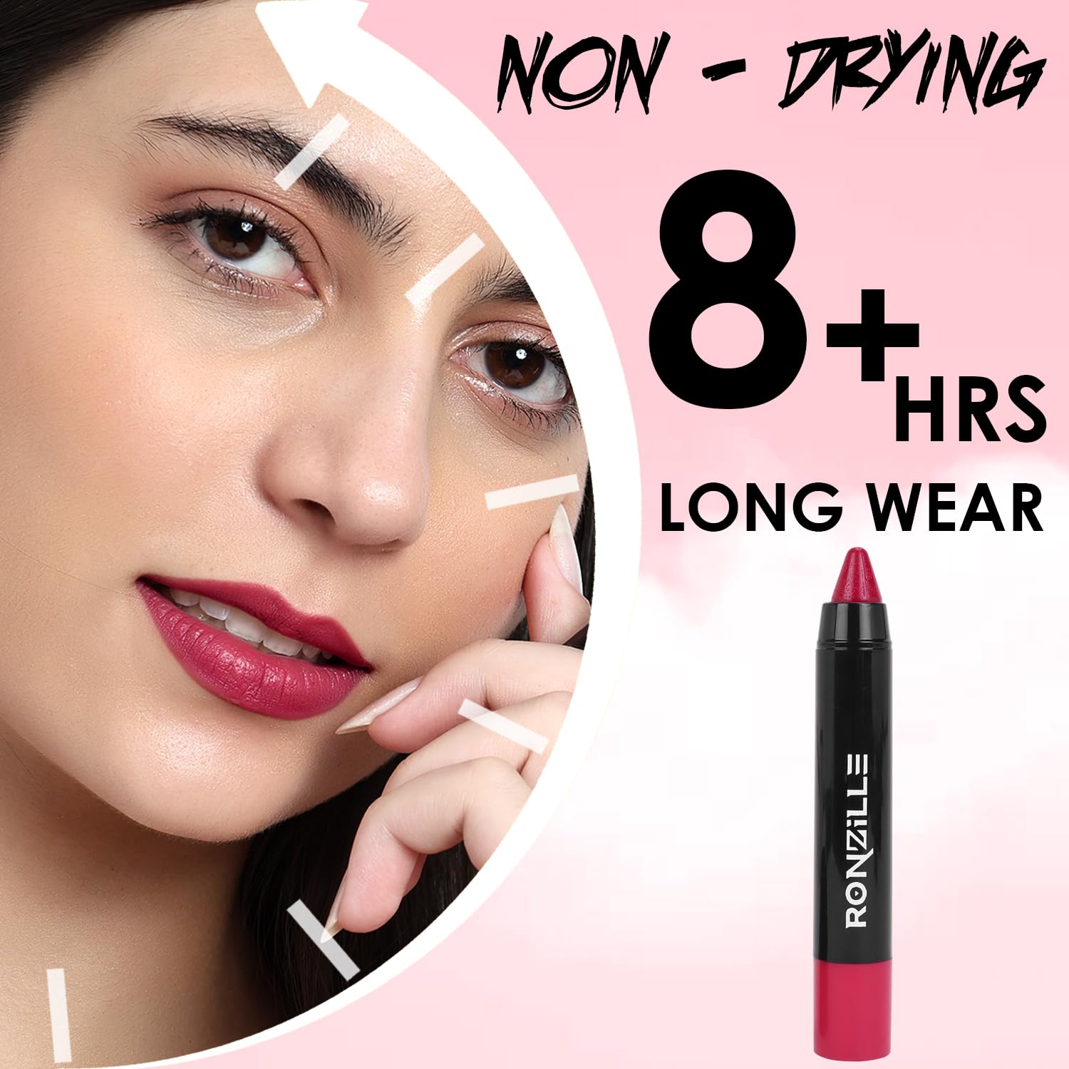 Ronzille Long Stay Matte Lip Crayon - Deep Carmine Red | 12-Hour Waterproof Lipstick | Vegan & Cruelty-Free | Perfect for Date Night, Parties & Everyday Wear