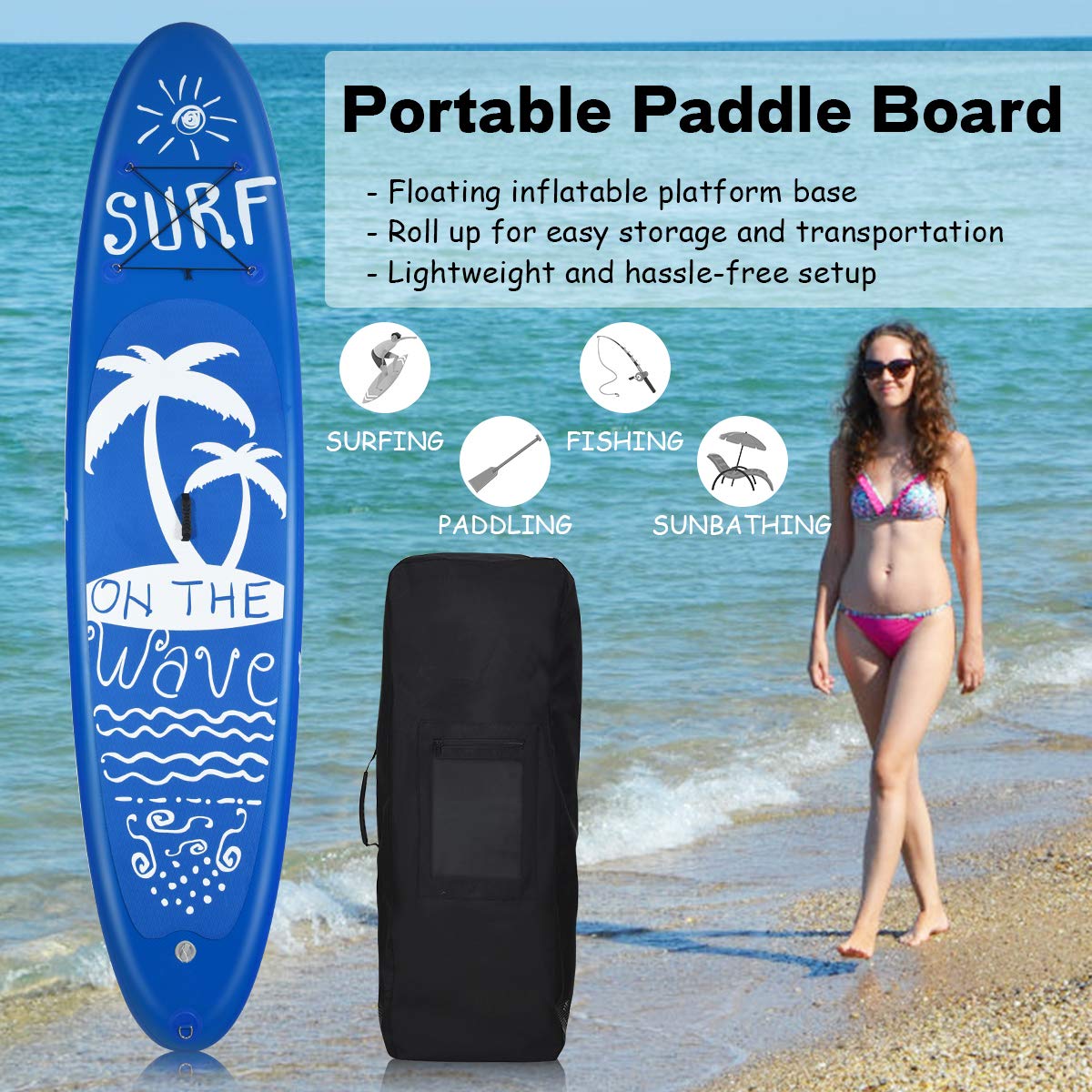 GYMAX Inflatable Stand Up Paddle Board 9.8'/10'/11' x 6