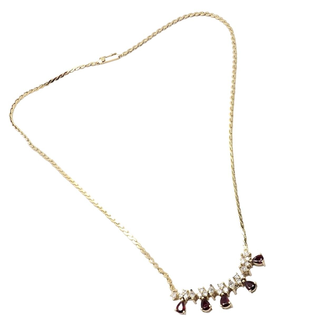 Authentic H. Stern 18k Yellow Gold White Diamond Ruby Pendant Necklace - Luxury Jewelry Gift for Women, Anniversary & Special Occasions