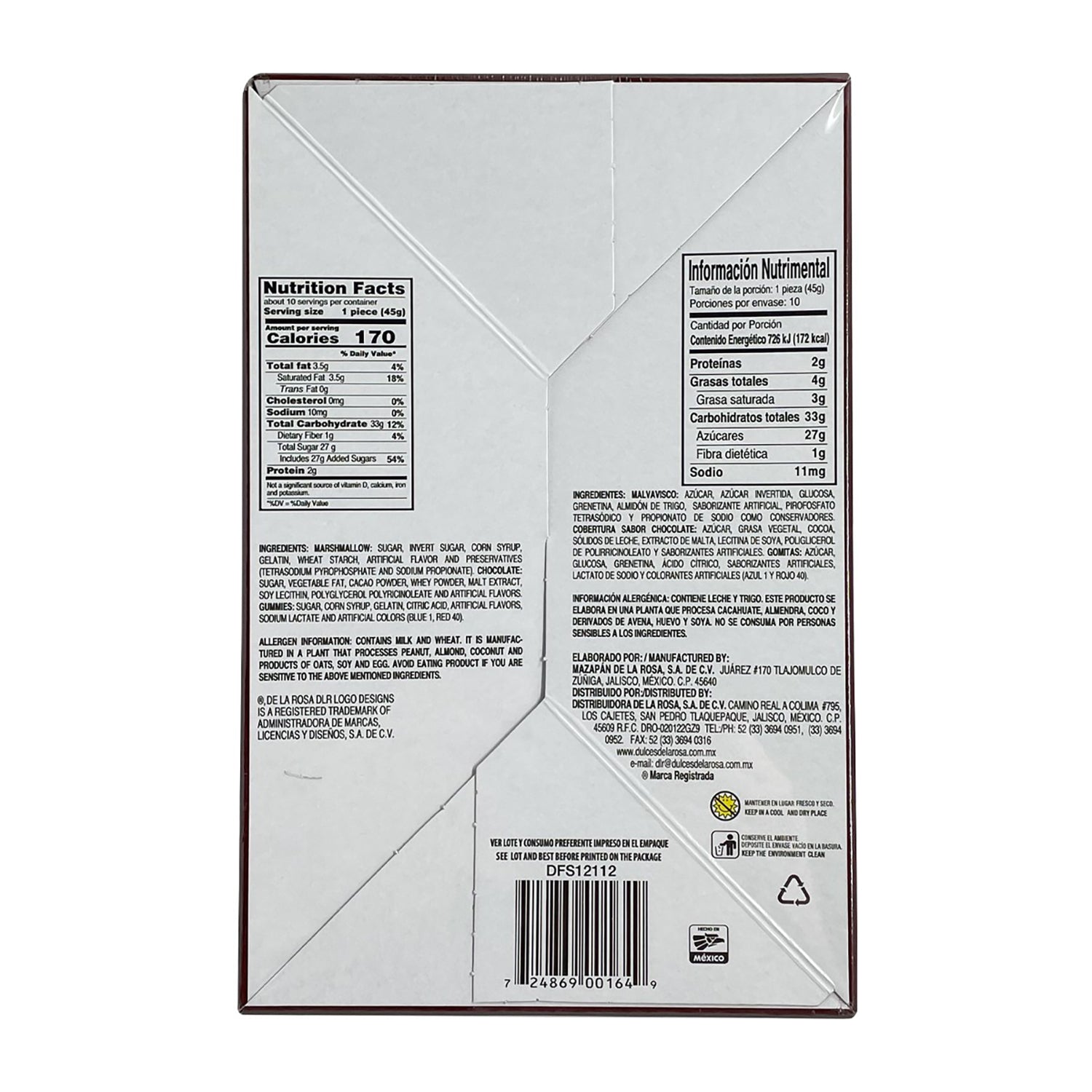 De La Rosa Paleta Malva Bony Gomitas Candy - 10ct Box | Authentic Mexican Candy for Parties, Snacking & Gifts
