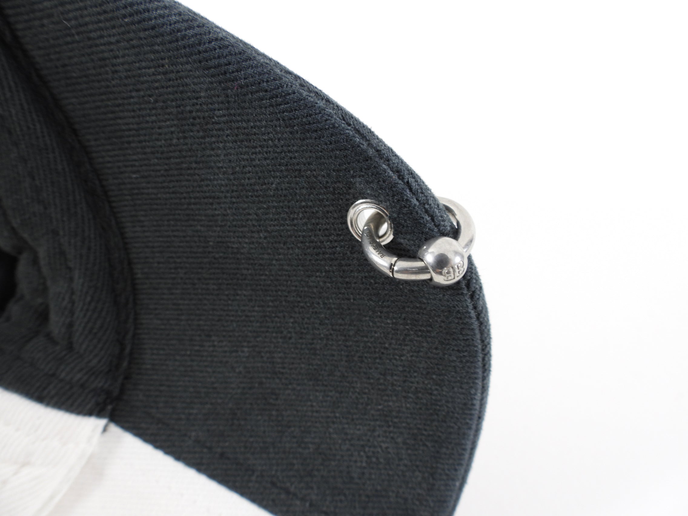Balenciaga Dark Grey & White 50/50 Logo Piercing Hat - Unisex Baseball Cap for Streetwear Fashion & Urban Lifestyle