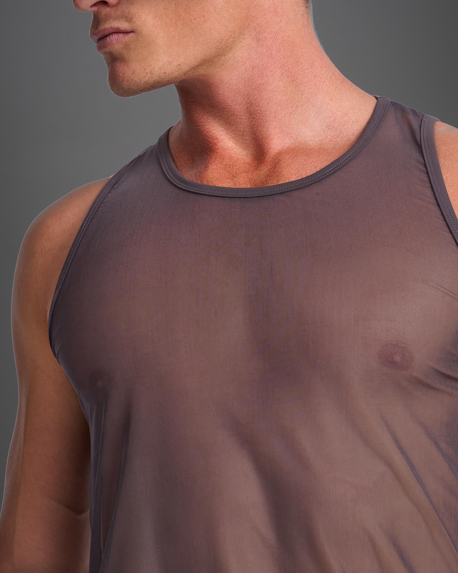 Teamm8 Score Sheer Tank Top - Mesh Athletic Shirt in Gunmetal | Workout, Running & Gym Performance Apparel