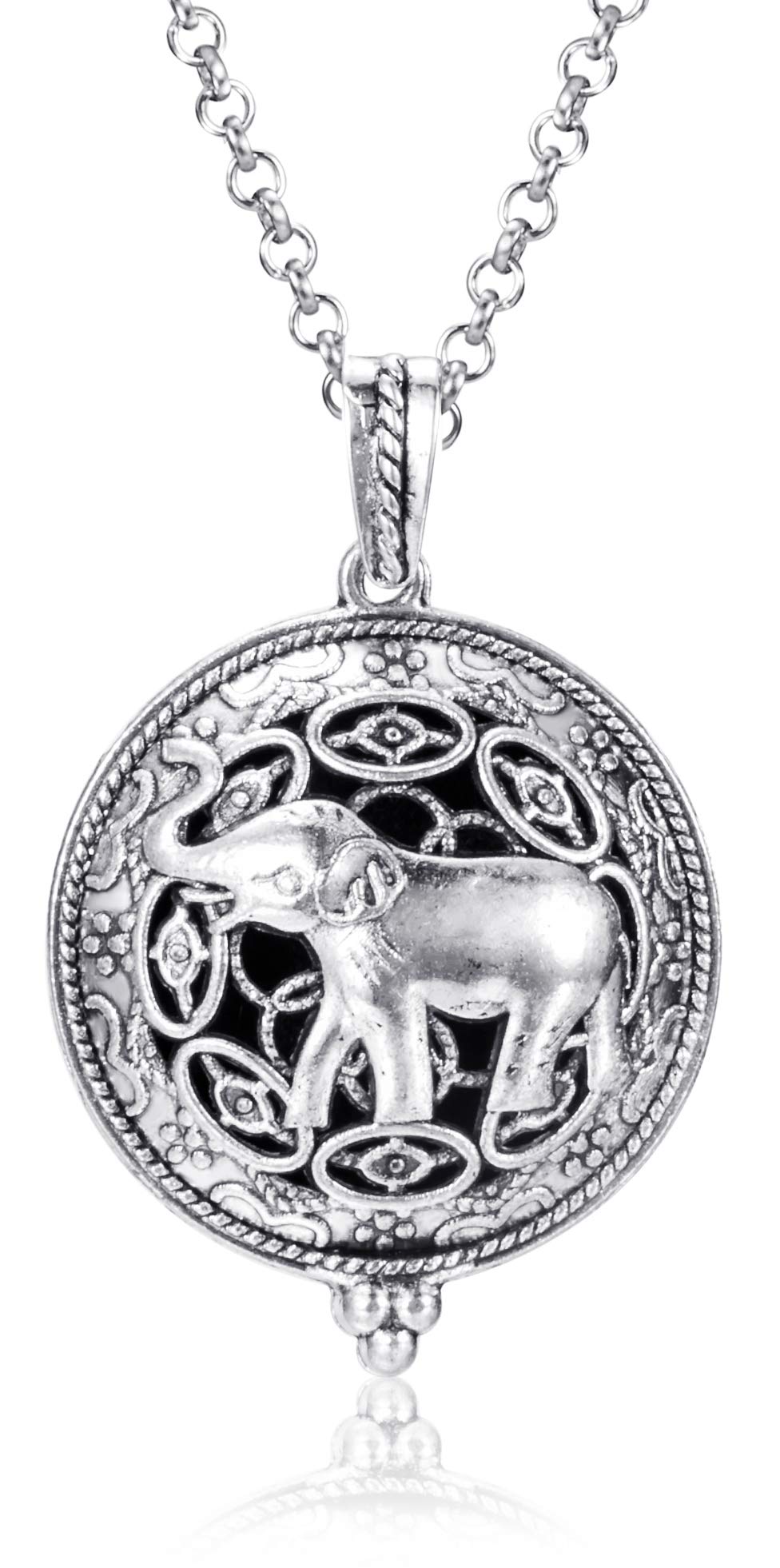 Wild Essentials Elephant Necklace Essential Oil Diffuser Kit - 4 Premium Oils (Lavender, Lemongrass, Peppermint, Orange) with 12 Refill Pads - Calming Aromatherapy Jewelry Gift Set - Customizable Color Changing - Perfect for Yoga, Meditation & Stress Relief