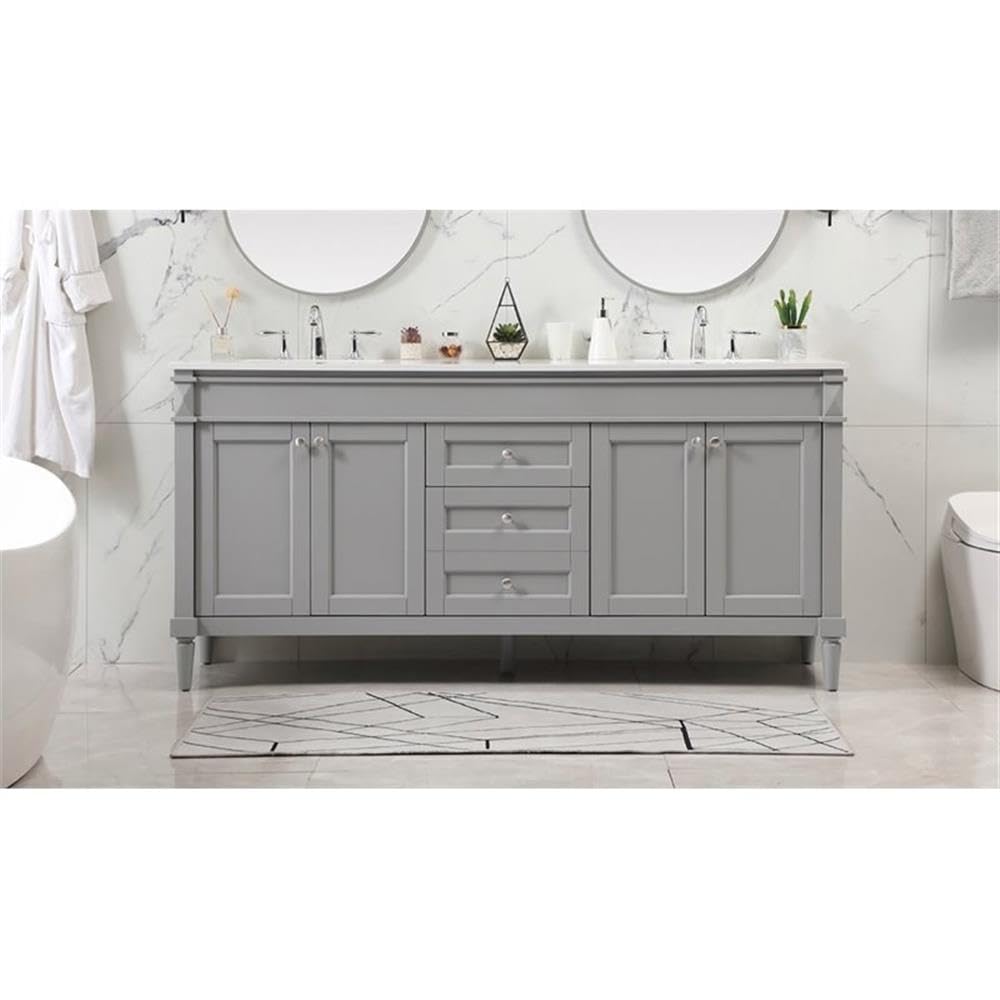 72 Inch Modern Double Bathroom Vanity with Under Sink Storage - Elegant Grey Bathroom Organizer Cabinet for Stylish Home Decor | Perfect for Small Bathrooms & Space-Saving Solutions