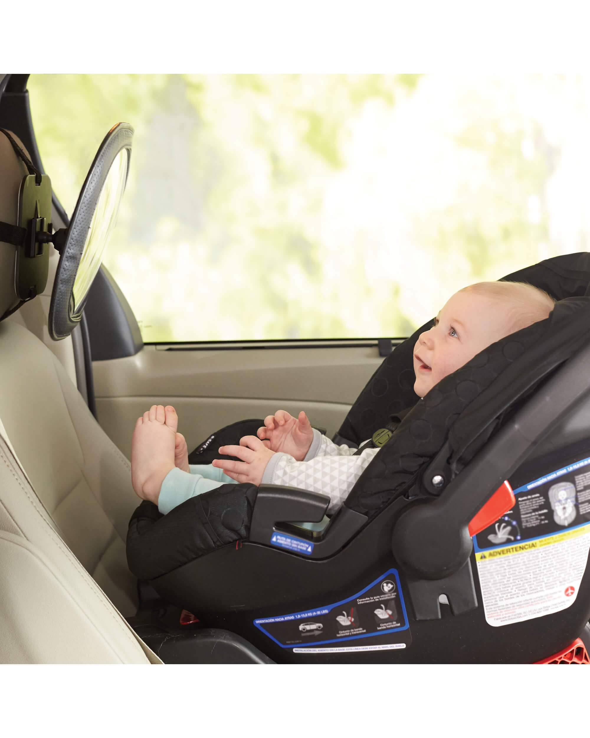 Skip Hop Backseat Mirror - Tonal Chevron Design for Babies & Toddlers - Safe Car Seat Mirror for Rear-Facing Infants - Perfect for Road Trips & Daily Commutes