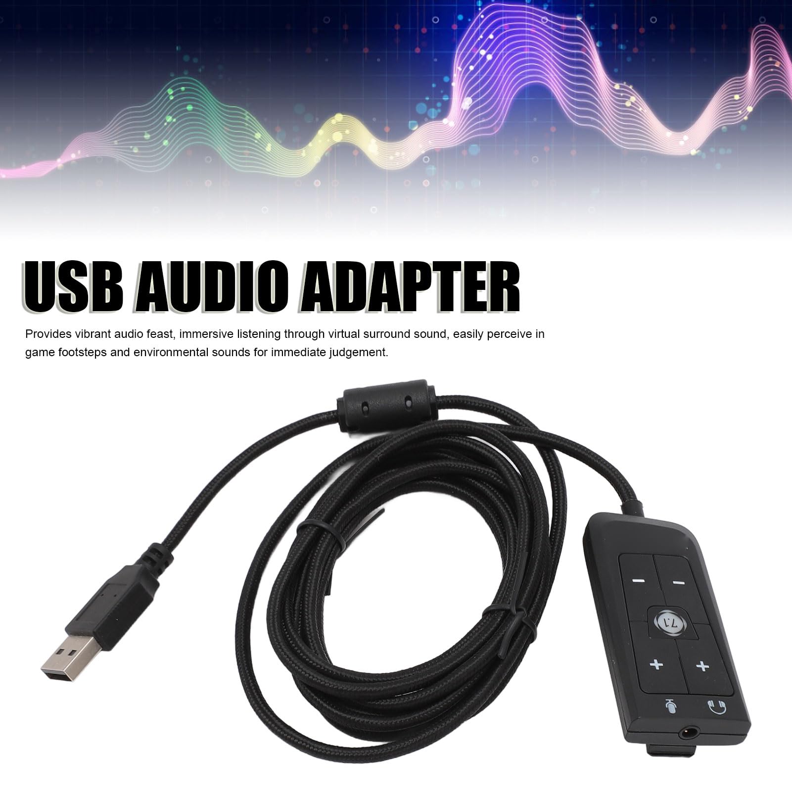 USB Sound Card with 3.5mm Jack Audio Adapter - Virtual 7.1 Surround Sound for HyperX Cloud II, PS5, Xbox Series X/S & Xbox One - Plug & Play for Gaming, Streaming & Conference Calls