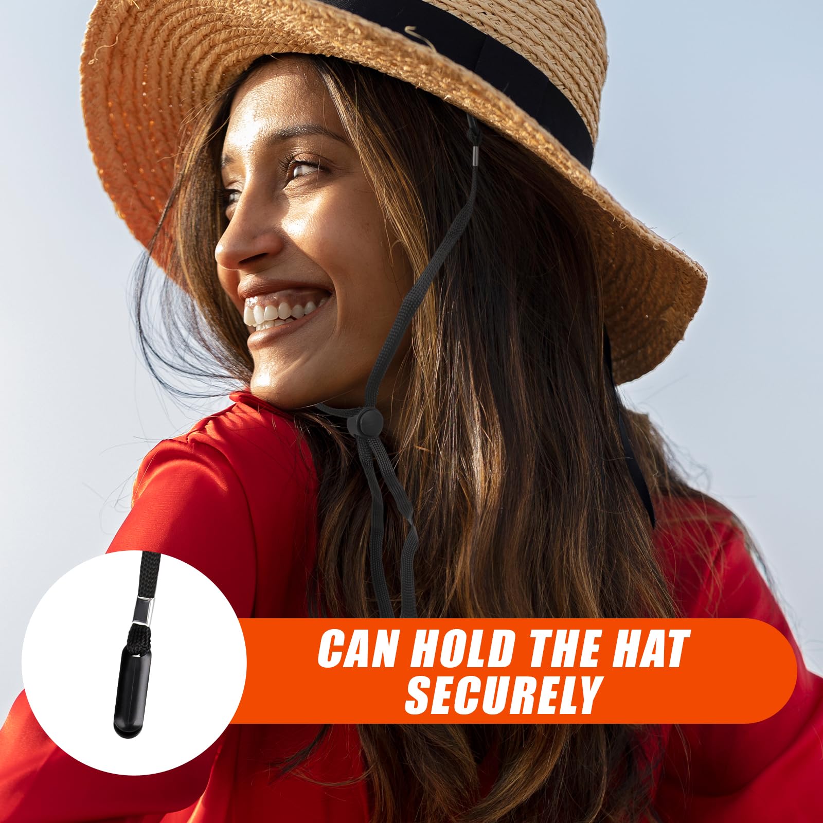 5 Pcs Adjustable Hat Strap Clips - Elastic Removable Chin Cord for Windproof & Anti-Lost Hats - Perfect for Outdoor Activities, Hiking, Running and Sports