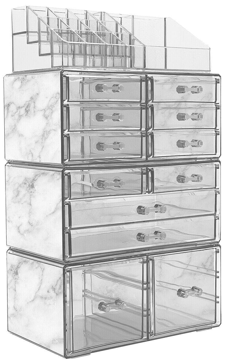 Extra Large Makeup Organizer with 12 Drawers & 16 Compartments - Cosmetic Storage Box for Bathroom, Vanity & Travel | Perfect for Makeup Brushes, Lipsticks, Skincare & Jewelry Organization