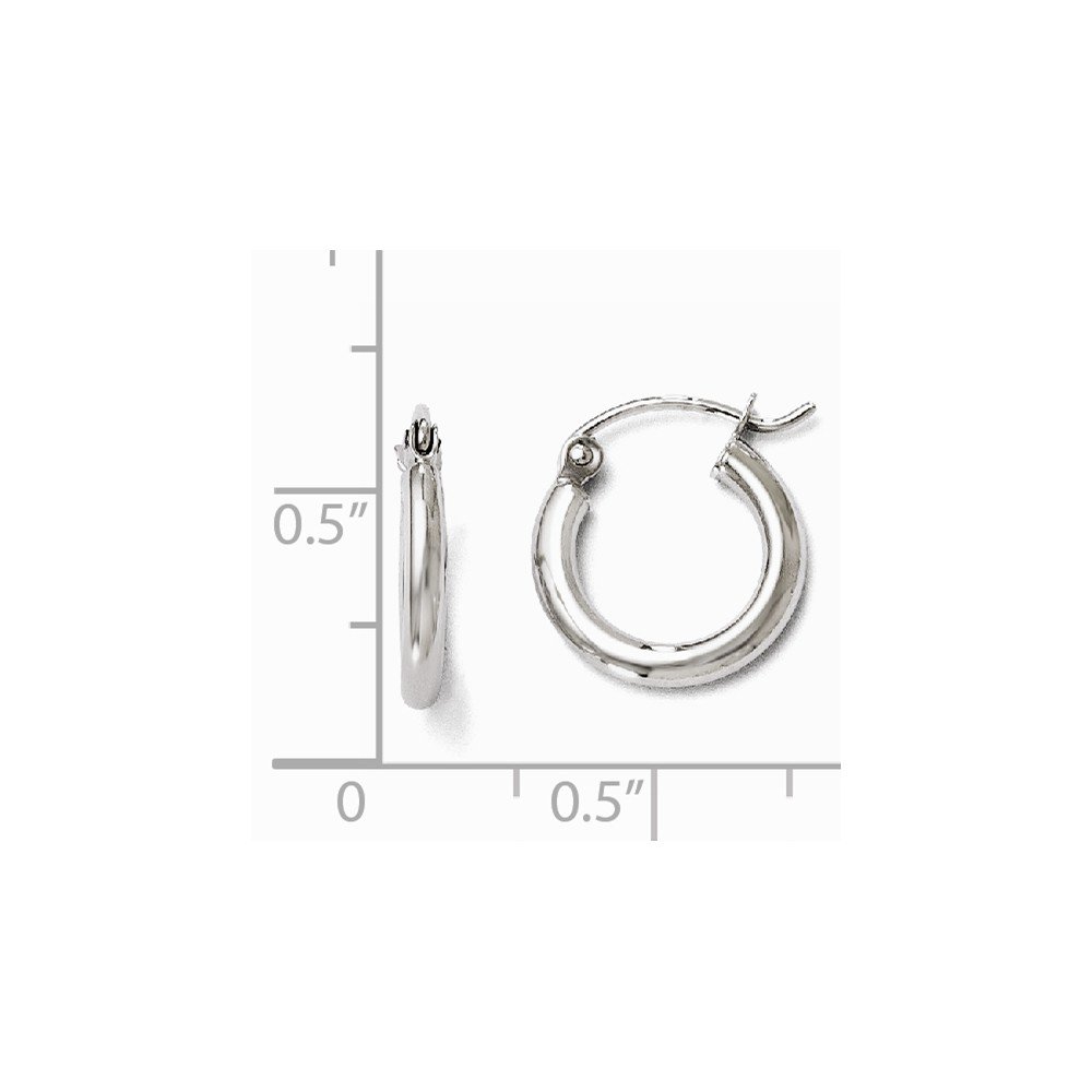 10K White Gold Hinged Tube Hoop Earrings - 13mm x 12mm Dainty Minimalist Stud Earrings for Women, Perfect for Everyday Wear, Parties & Gifts