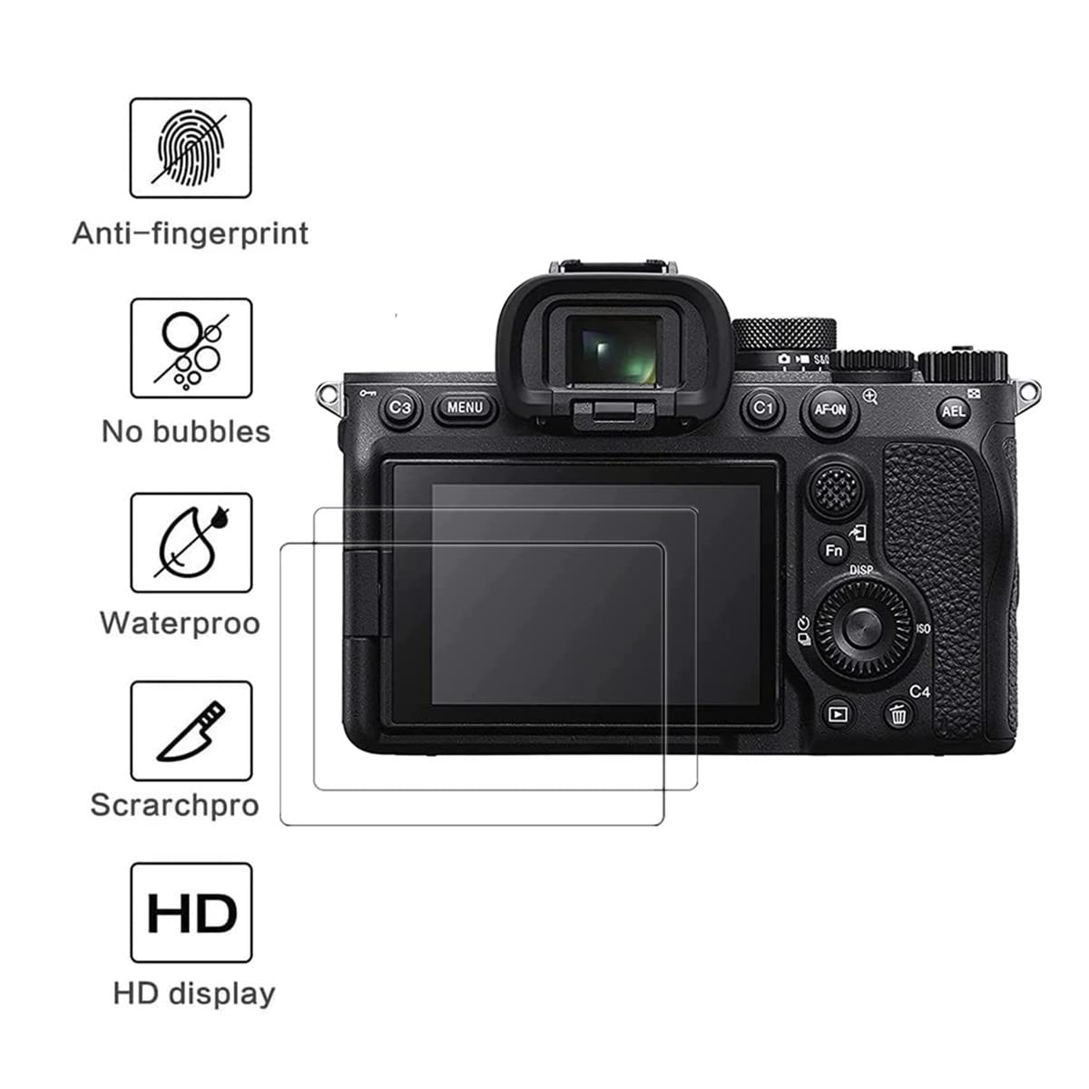 Sony A7 IV Tempered Glass Screen Protector - 2 Pack, 9H Hardness for Camera Protection