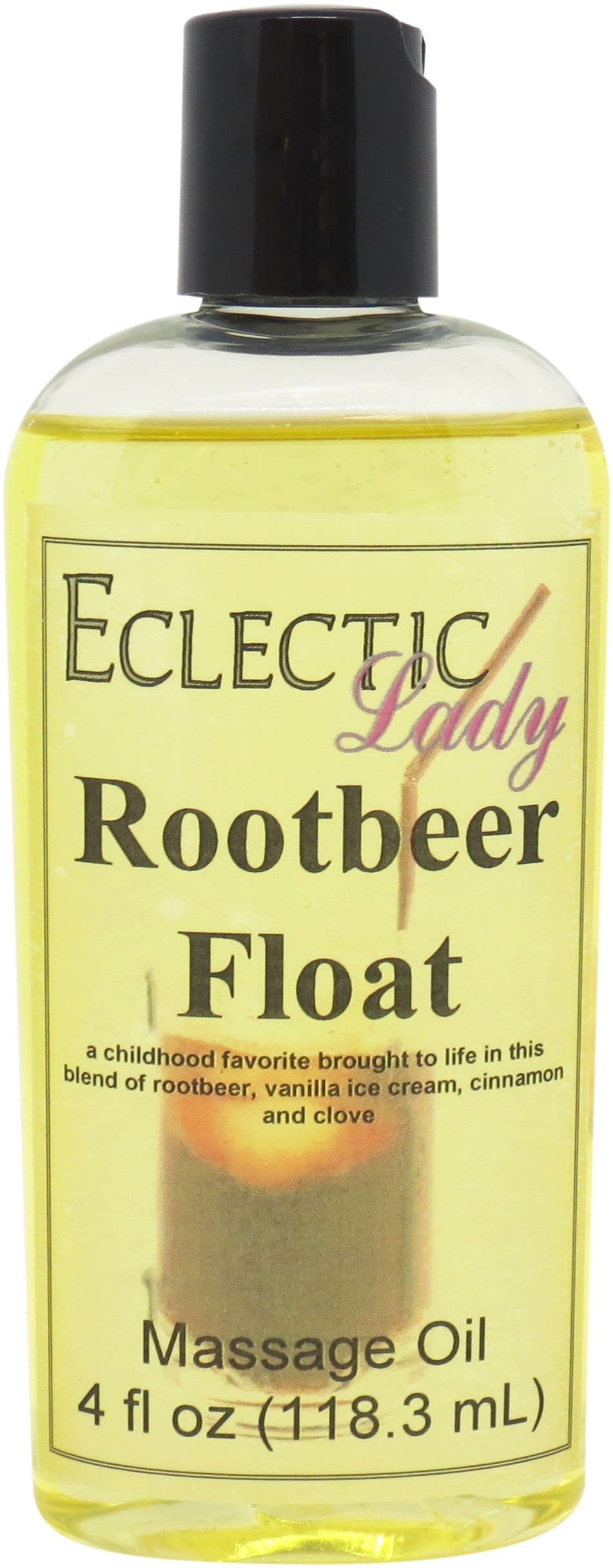 Rootbeer Float Massage Oil - 4oz Natural Blend with Sweet Almond & Jojoba Oil | Preservative-Free Aromatherapy Oil for Couples Massage, Spa Relaxation & Stress Relief