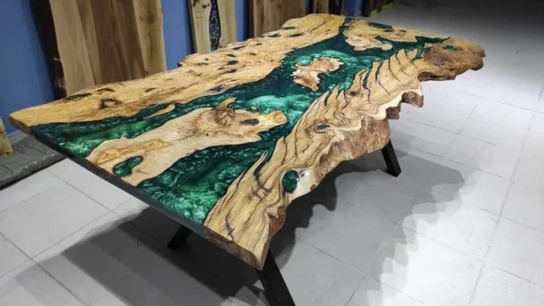Custom Epoxy Resin Dining Table for 2-8 People - Handmade Wood & River Design Coffee Table - 36