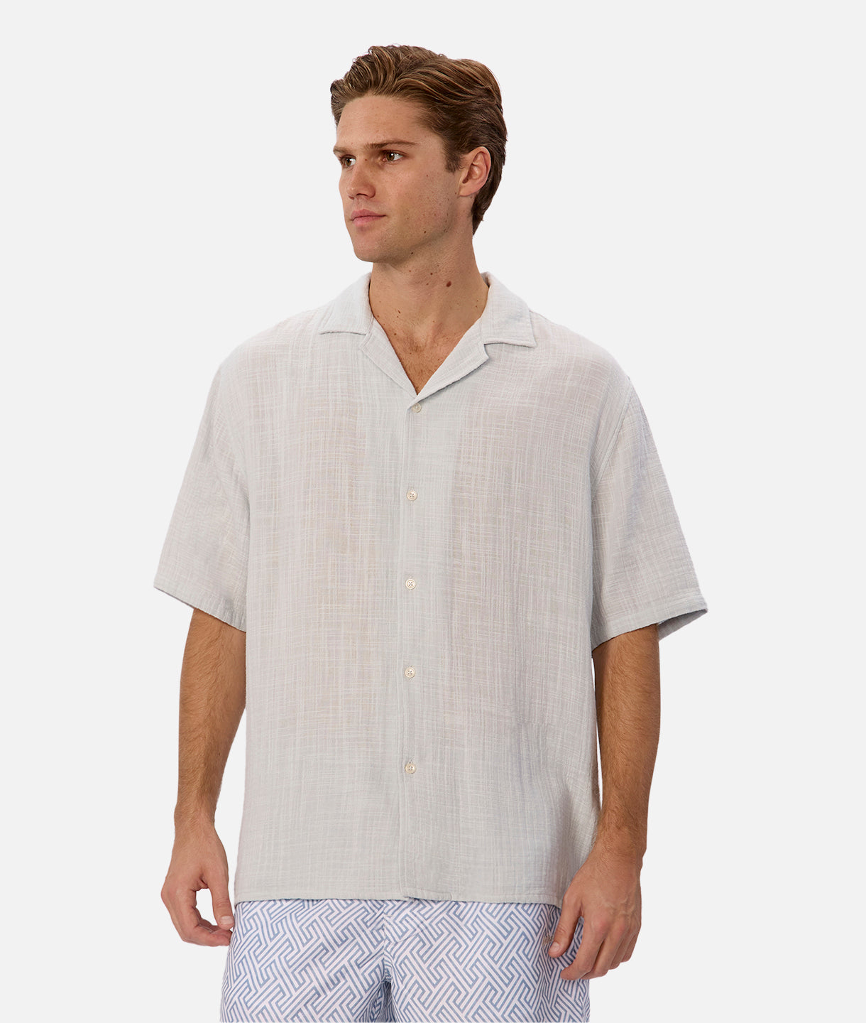 Seguro Short Sleeve Shirt for Men - Silver Blue Casual Button Down Shirt | Perfect for Office, Business Casual & Summer Outfits