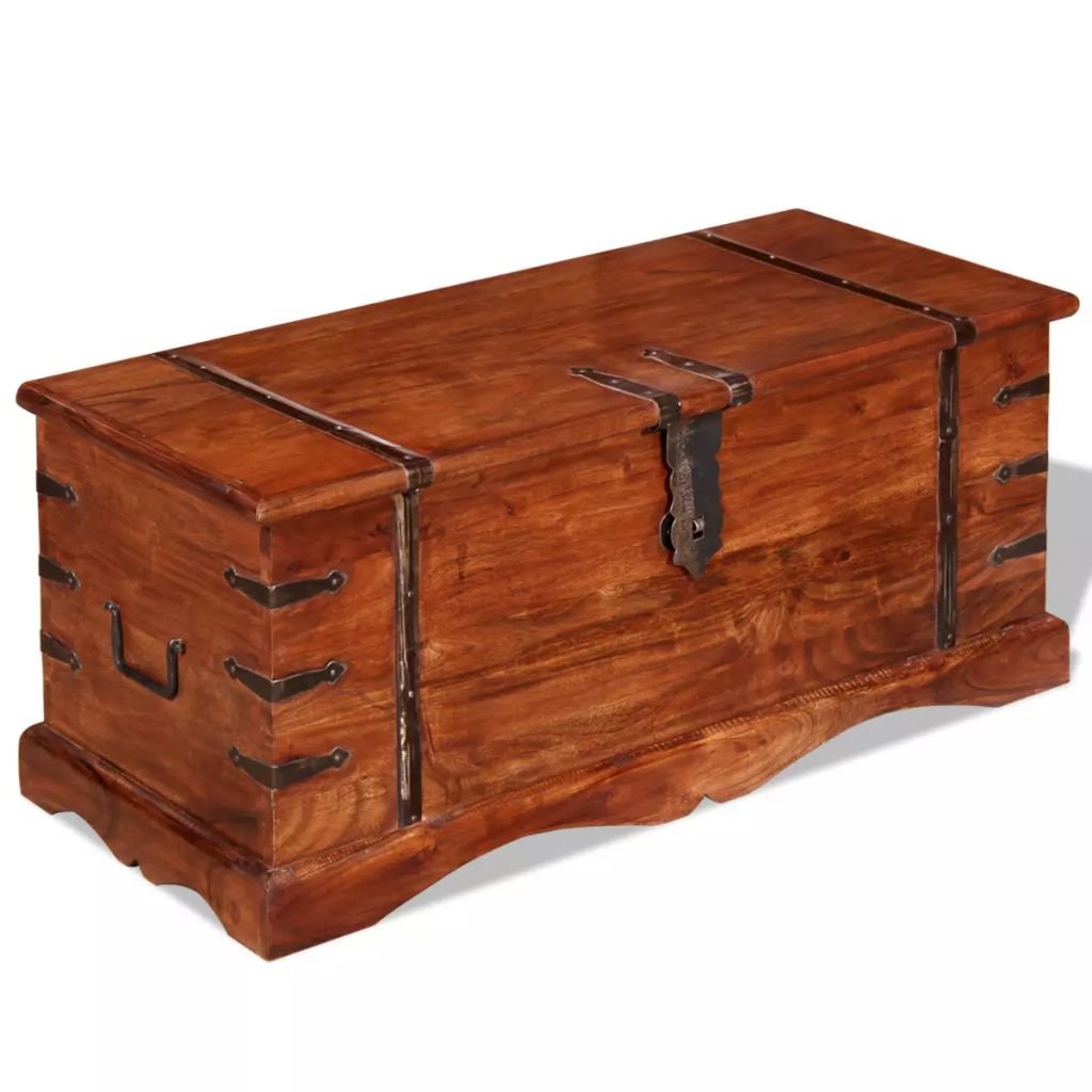 Handmade Lockable Wooden Storage Chest - Vintage Treasure Trunk Box for Home Decor, Coffee Table & Couch Storage | Perfect for Living Room, Bedroom & Entryway Organization