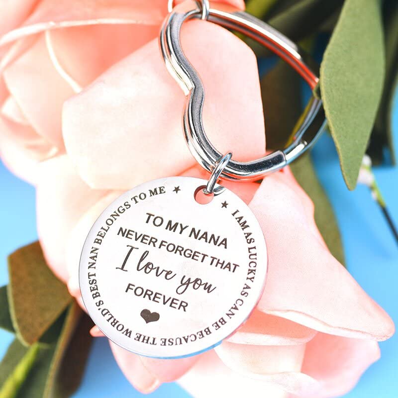 Personalized Nana Keychain - Thoughtful Gifts for Grandma, Mother's Day, Christmas & Birthday Presents from Granddaughter/Grandson - Perfect for Key Rings, Handbags & Special Occasions