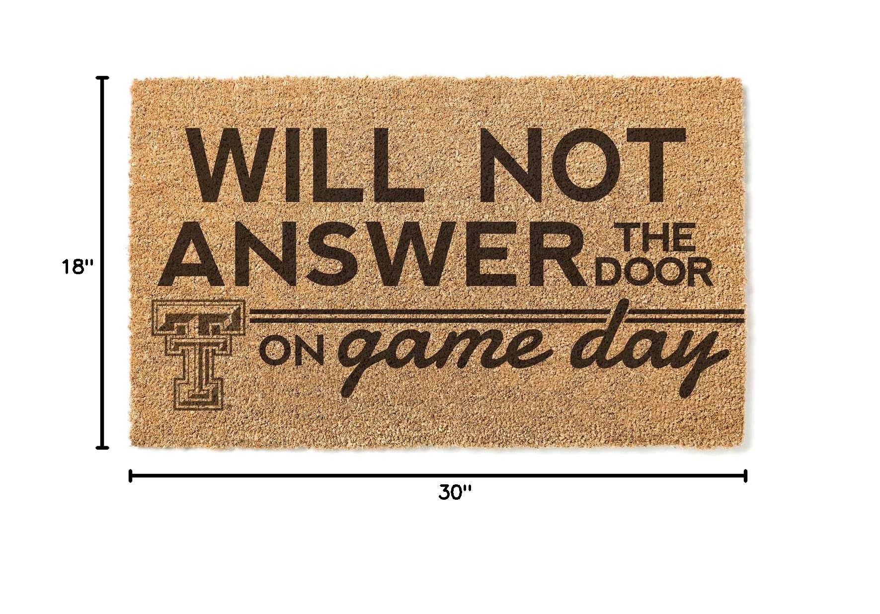 Texas Tech Red Raiders Doormat 18x30 Inches - Non-Slip Coir Entry Mat for Game Day, Outdoor Rug with Team Logo - Perfect for Front Door, Porch, Deck, and Tailgating to Show Your School Spirit