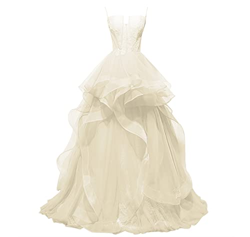 Elegant Long Prom Dress Ball Gown with Tulle & Ruffles - Quinceanera Formal Evening Gown for Homecoming, Wedding, Pageant & Special Occasions