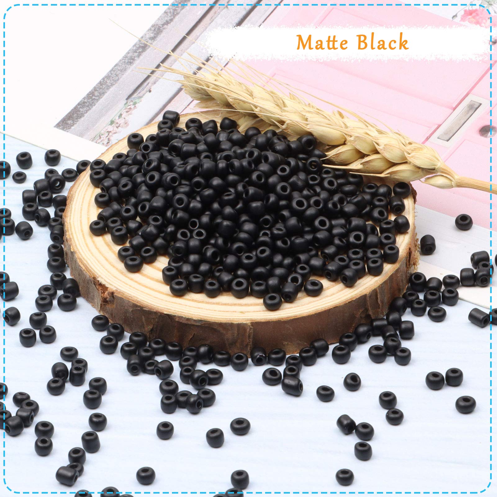 10,000pcs 2mm Glass Seed Beads Bulk - Matte Black 12/0 Small Pony Beads for DIY Jewelry Making, Bracelets, Necklaces & Craft Projects | Includes Tweezers - Perfect for Beading, Waist Beads & Spacer Bead Designs