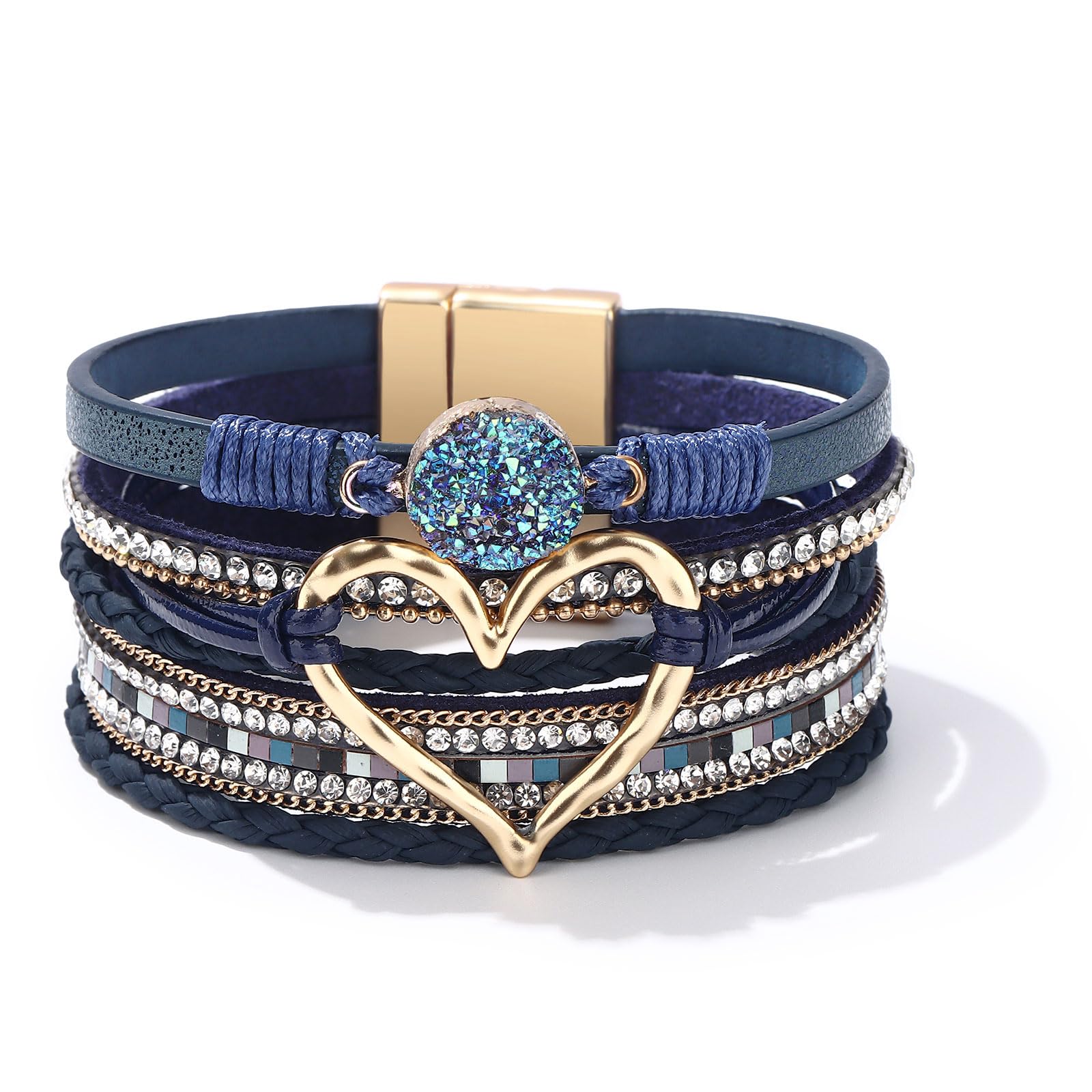 Boho Leather Wrap Bracelets for Women - Trendy Stackable Layered Infinity Bangles, Modern Bohemian Jewelry Gifts | Perfect for Festivals, Beach Parties & Everyday Boho Chic Style