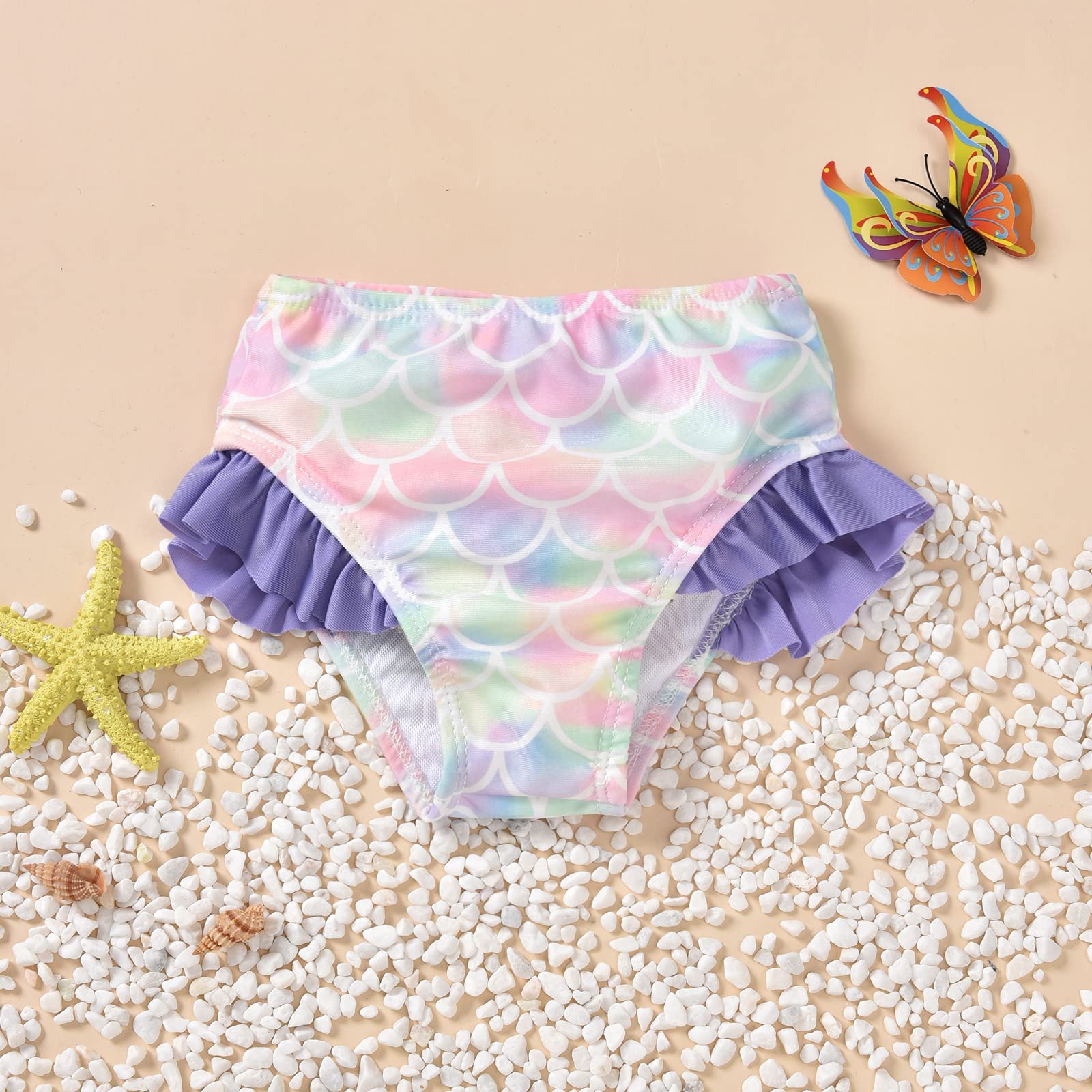 Baby Girl Mermaid Swimsuit Set - Cute Bikini Bathing Suit with Matching Headband for Toddlers | Perfect for Beach, Pool, Summer Vacation & Photo Shoots
