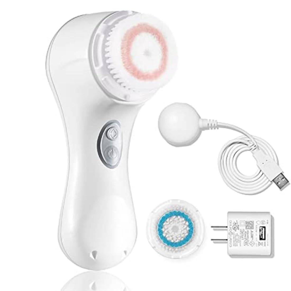 Clarisonic Mia 2 Sonic Facial Cleansing Brush - 2 Speed Rechargeable Face Scrubber & Exfoliator for Deep Pore Cleaning, White | Perfect for Daily Skincare Routine & Makeup Removal