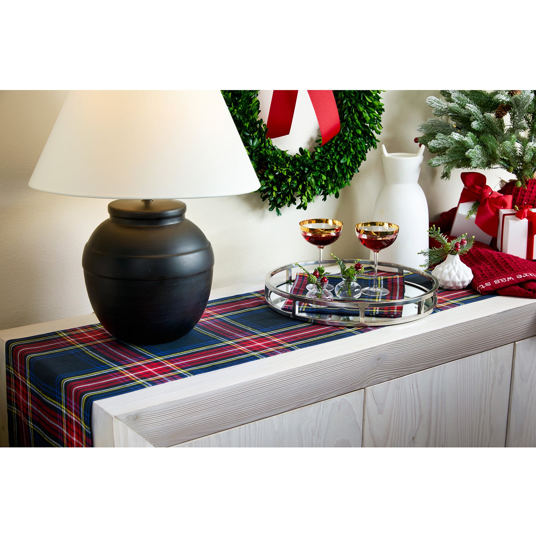 Stewart Plaid Table Runner - Classic Tartan Design for Dining Table Decor, Holiday & Wedding Centerpiece - Perfect for Farmhouse, Rustic & Christmas Decorations