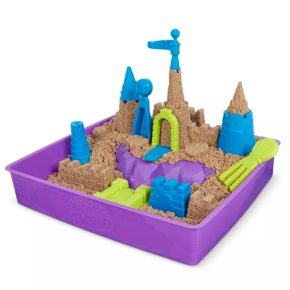 Kinetic Sand Deluxe Beach Castle Playset - Moldable Sensory Sand Toy for Kids, Beach Themed Building Set for Creative Play - Perfect for Indoor & Outdoor Sandbox Fun