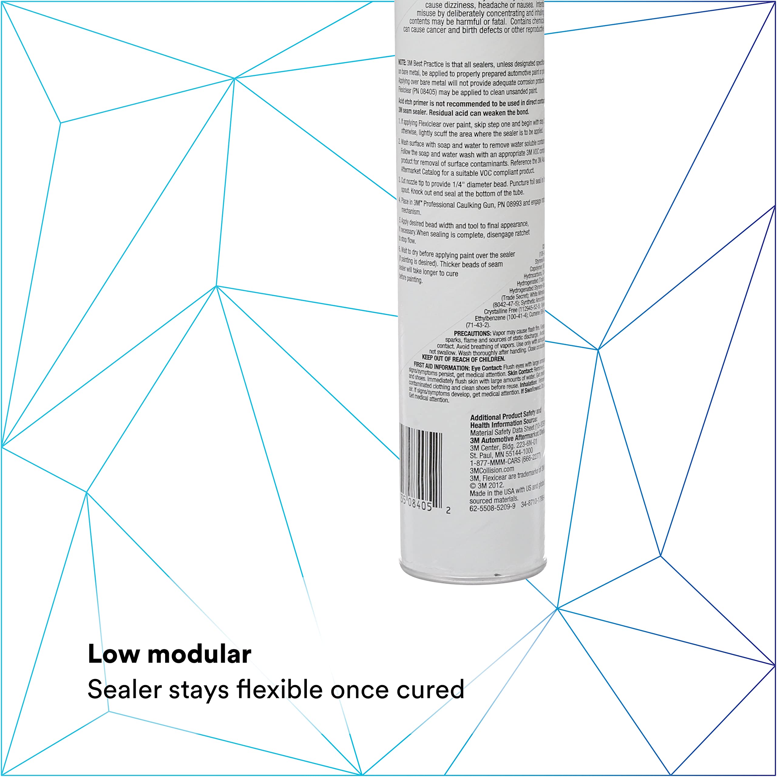 3M Flexiclear Body Seam Sealer 08405 - Medium-Bodied Low Modular Sealer - 1/10 gal (10 fl oz) Cartridge for Automotive Repair & DIY Projects - Perfect for Sealing Car Body Joints, Panels & Repairs