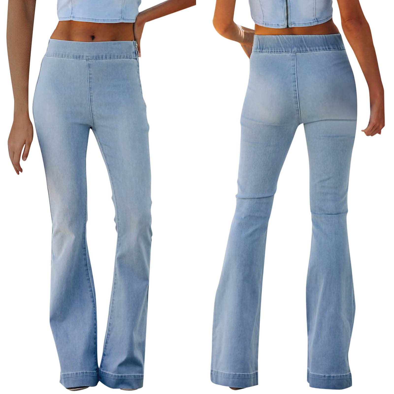 Gaoshi High Waist Yoga Pants for Women - Button & Zipper Stretch Denim Jeans - Slim Fit Elastic Trousers - Perfect for Yoga, Workouts & Casual Wear