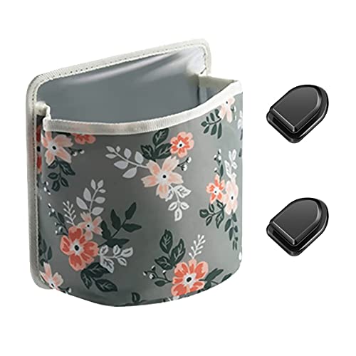XMTMR Foldable Car Trash Can - Waterproof Hanging Front & Rear Seat Garbage Bin with Adjustable Rope, Reusable Storage Bag (Green Floral) - Perfect for Road Trips, Commuting & Keeping Your Vehicle Clean