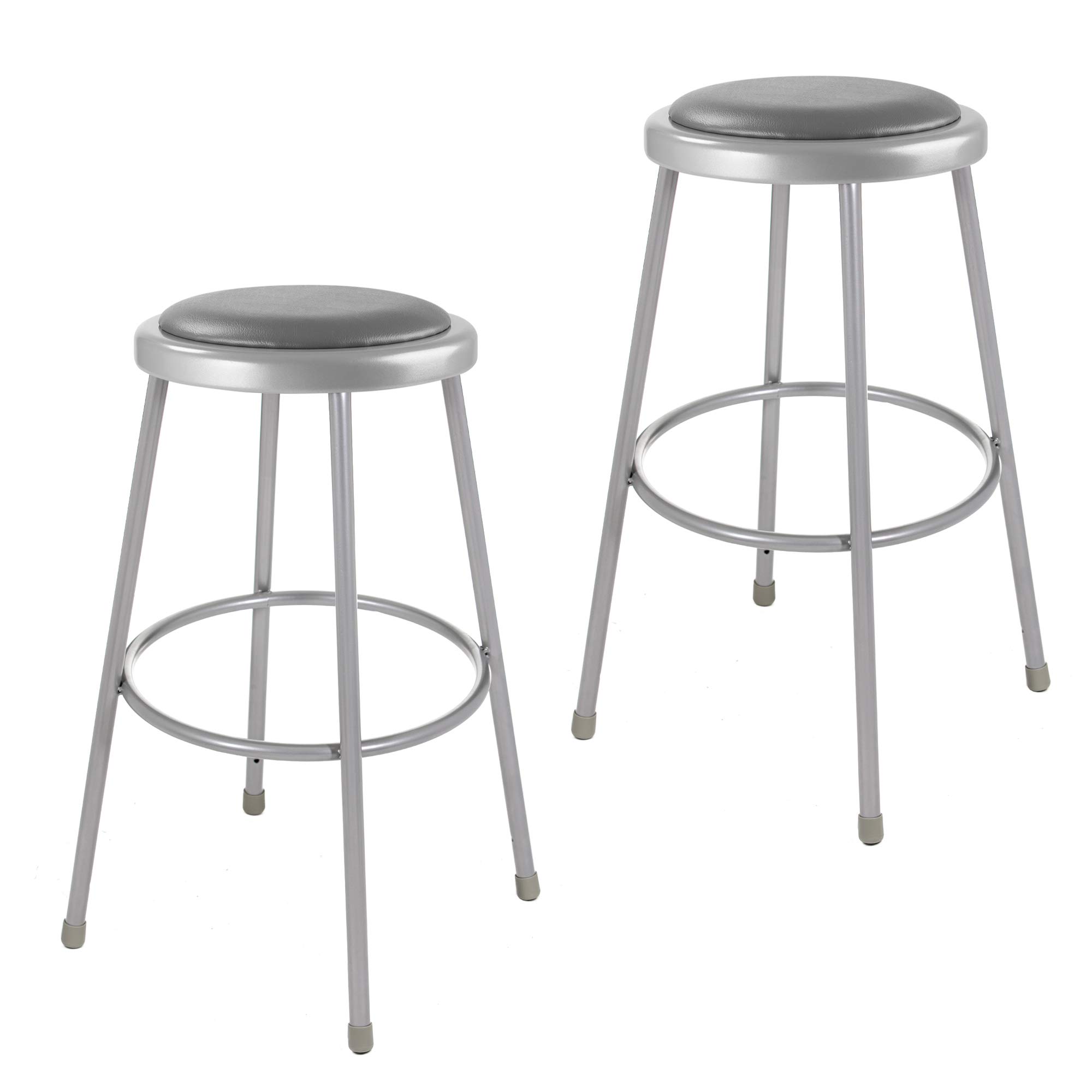 OEF Furnishings (2 Pack) Grey Vinyl Padded Bar Stools 30 Inch Height - No Assembly Required - Perfect for Kitchen Island, Breakfast Nook & Home Bar Seating