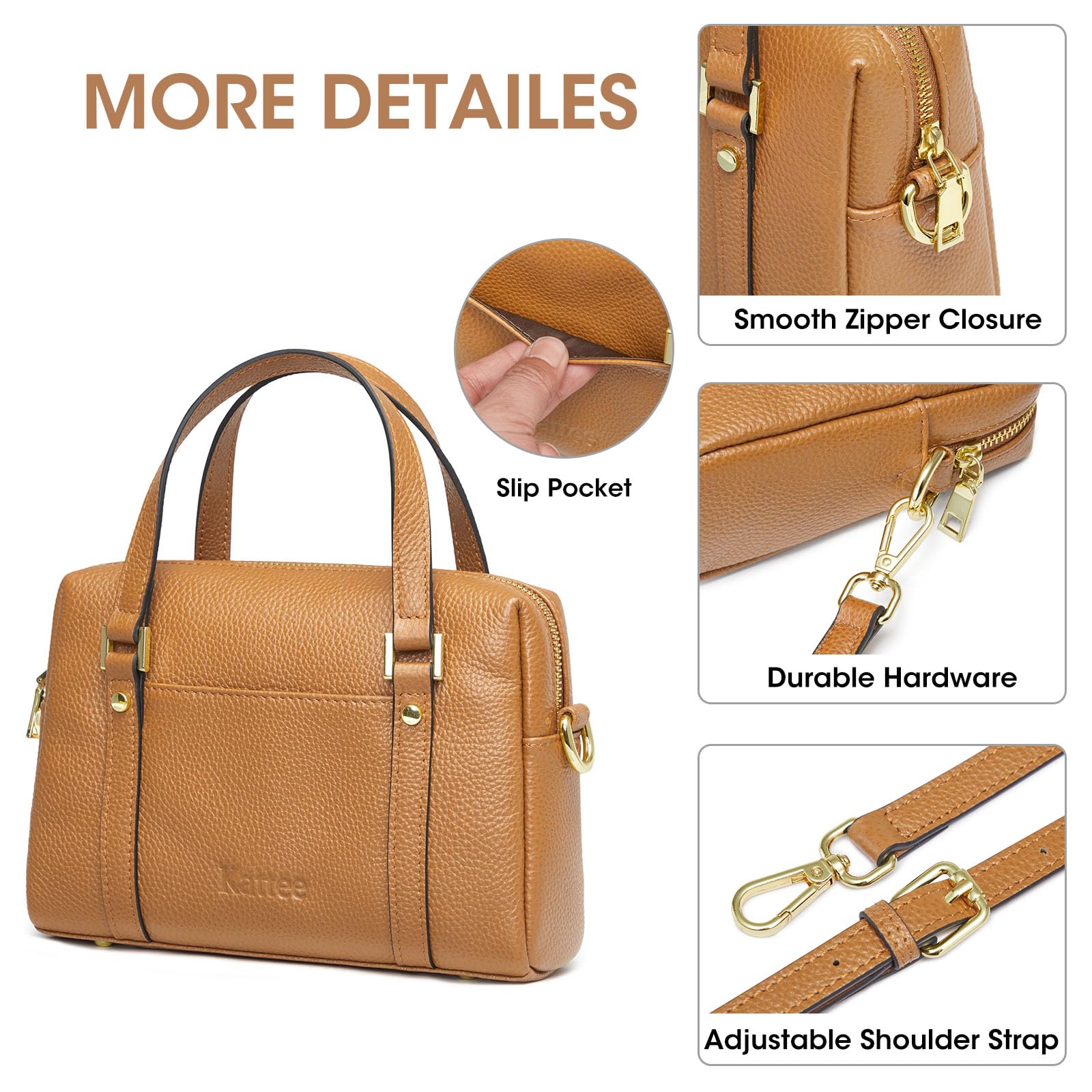 Kattee Women's Small Leather Purses & Handbags - Soft Crossbody Bag with Top Handle, Trendy Shoulder Bag for Daily Use, Work, and Travel