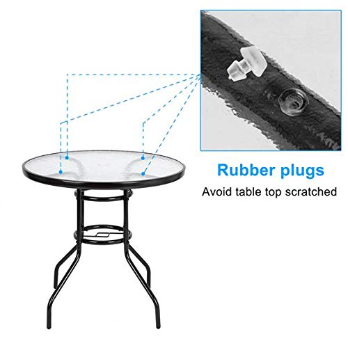 Round Tempered Glass Outdoor Dining Table - Weatherproof Garden Patio Table for Backyard, Deck, and Poolside Dining
